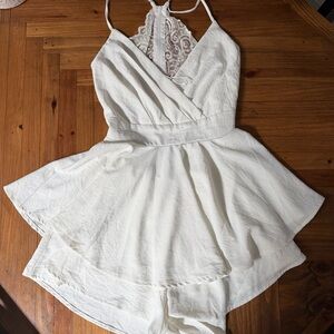 White Lace-Back Romper